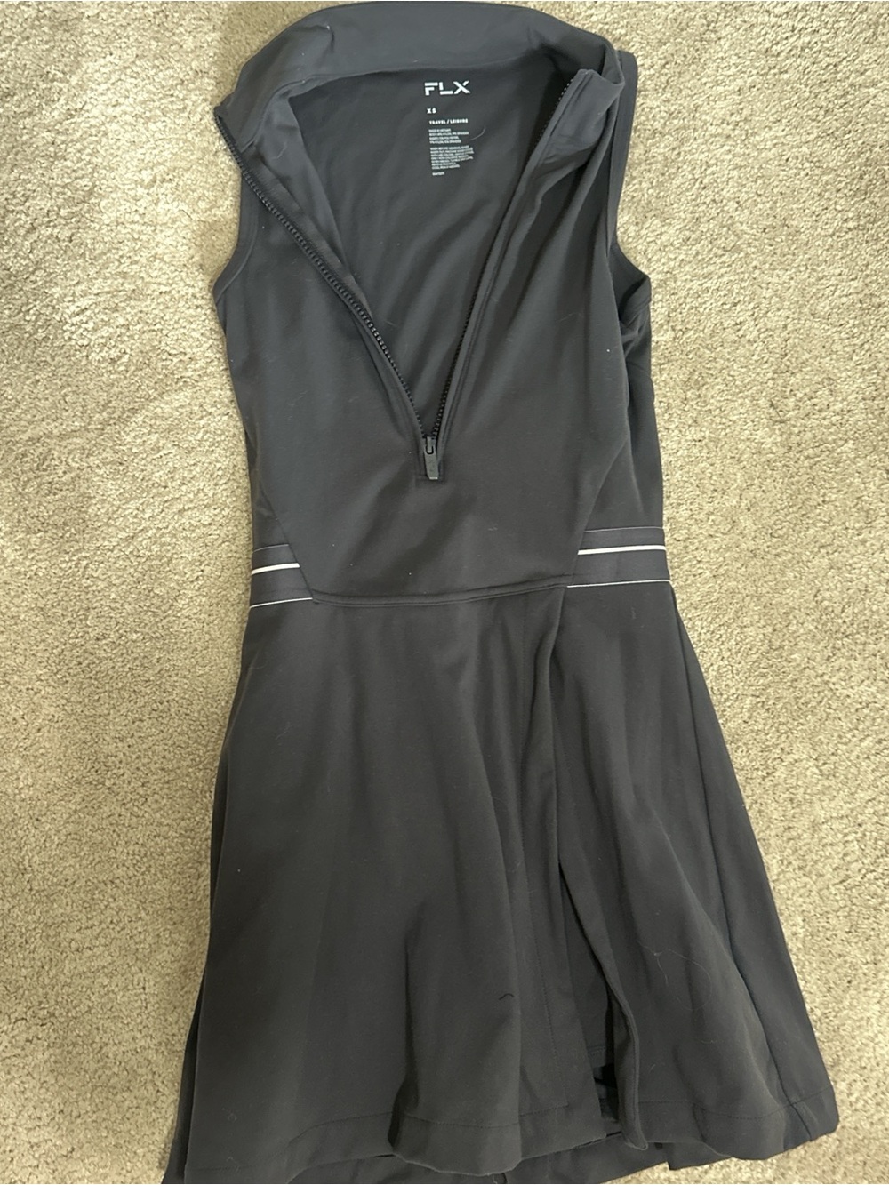 FLX Black Sleeveless Mini Dress with Zip Neck